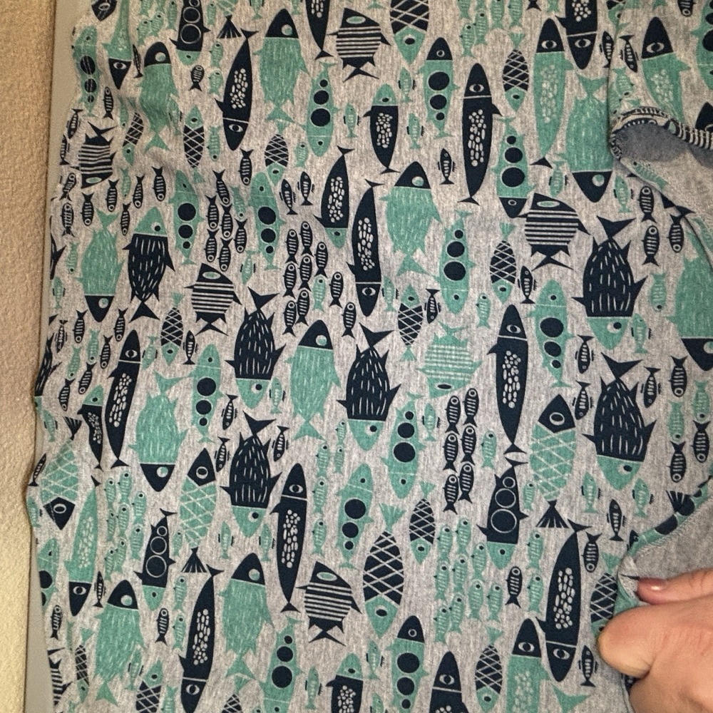 Lularoe Shirt Tee V-Neck Floral Short Sleeve Teal Blue Stretch Soft Large - Picture 5 of 11